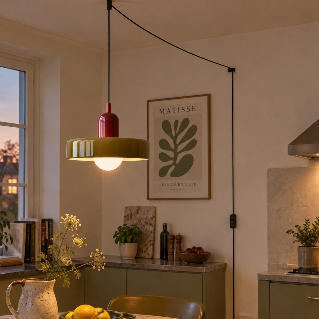 Bauhaus Colorful Glass Plug-In Pendant Light