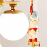 Cargar imagen en el visor de la Galería, Close up of frosted glass globe shade and unicorn ornament