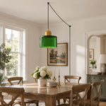Bild in Gallery-Viewer laden, Mid‑Century Macaron Plug‑in Swag Pendant Light - Colorful Shade Hanging Lamp for Home Decor