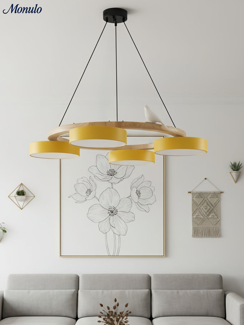 Modern Creative Colourful Circle Bird Chandelier