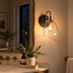 Charger l'image dans la visionneuse de galerie, Textured Glass Armed Wall Sconce for Bathroom Lighting