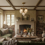 Load image into Gallery viewer, Tierlux Glass Chandelier – Vintage Brass Globe Lighting Fixture
