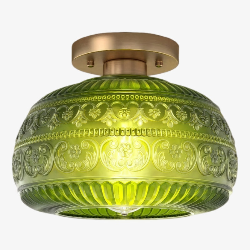 Lámpara de Techo Empotrada de Vidrio con Patrón Teñido Lurex - Diseño Grabado e Iluminación Decorativa para Interiores U21