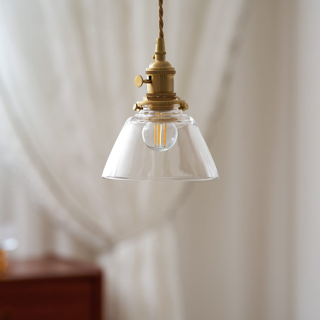 Brass Glass Hardwired Pendant Lamp