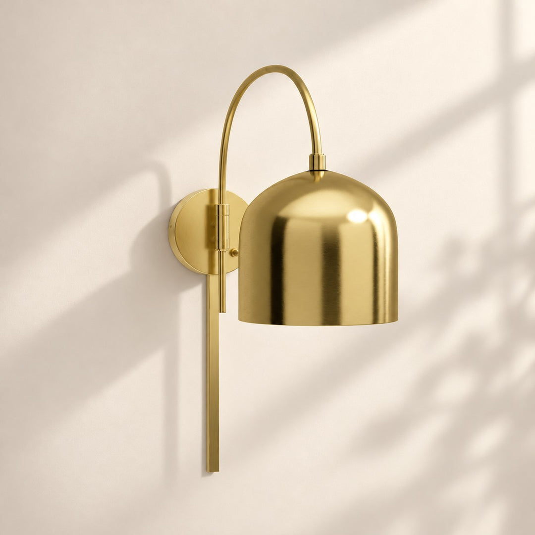 Dome Arm Plug-In Cord Arched Metal Wall Sconce