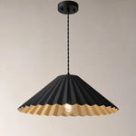 Cargar imagen en el visor de la Galería, Black pendant lamp ceiling canopy and pleated shade detail