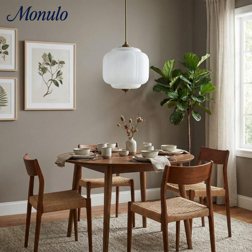 Eloise Vintage Inspired Scalloped Milk Glass Pendant - Modern Accent Light for Kitchen and Bedroom