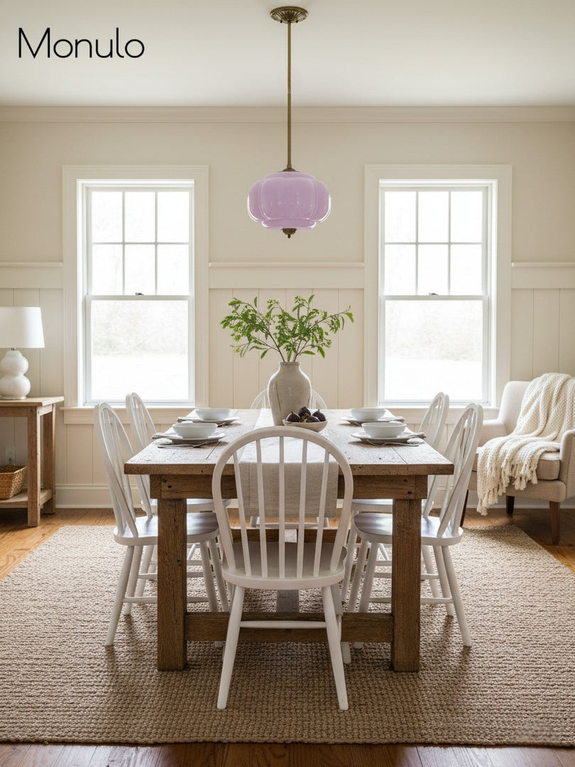 Vintage Milk Glass Semi Flush Mount Eloise Pendant Light