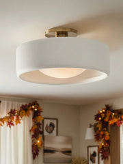 Cerova Porcelain Flush Mount Ceiling Light – Modern Low-Profile Fixture
