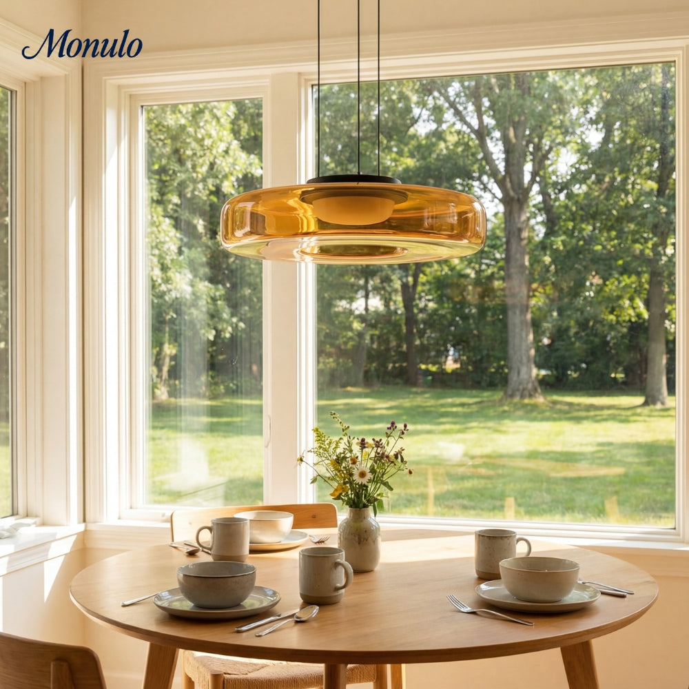 Lámpara colgante de vidrio con forma de disco apilado Verdoma Iluminación nórdica contemporánea para cocinas
