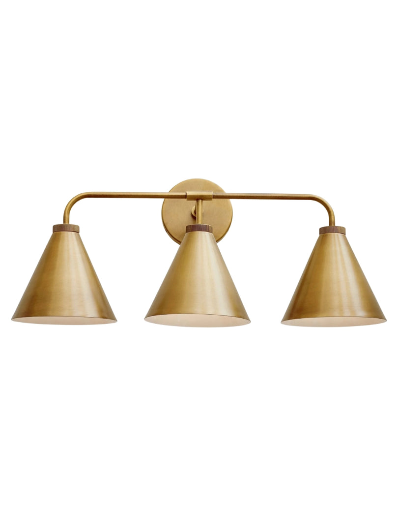 Korvi Tapered Sconce Cone Wall Light – Black or Brass Conical Retro Design