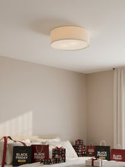 Dumora Drum Flush Mount Ceiling Light - Linen Shade Modern Elegance