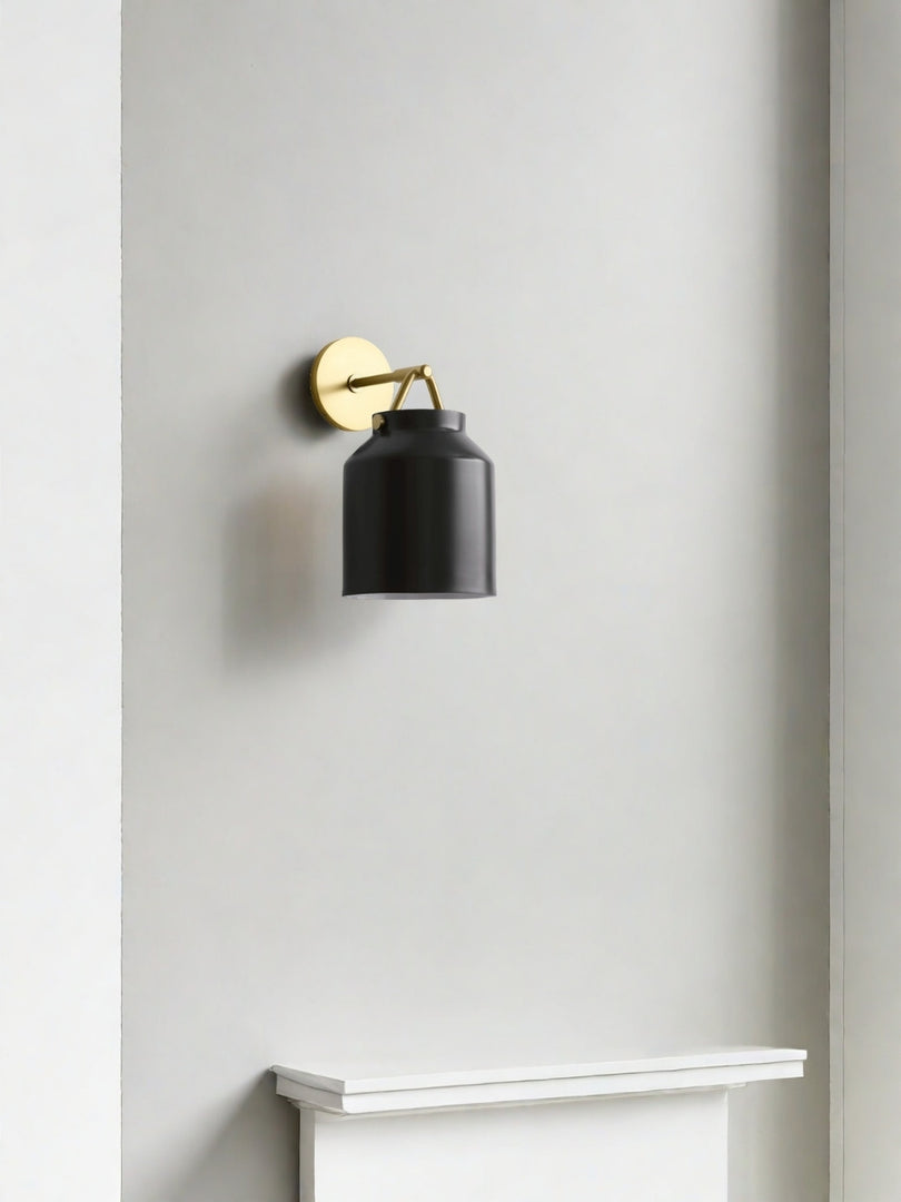Stairway Wall Sconce – Minimalist Wall Lamp In Vintage Gold And Black Metal