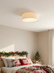 Dumora Drum Flush Mount Ceiling Light - Linen Shade Modern Elegance