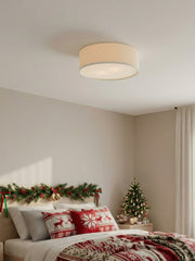 Dumora Drum Flush Mount Ceiling Light - Linen Shade Modern Elegance