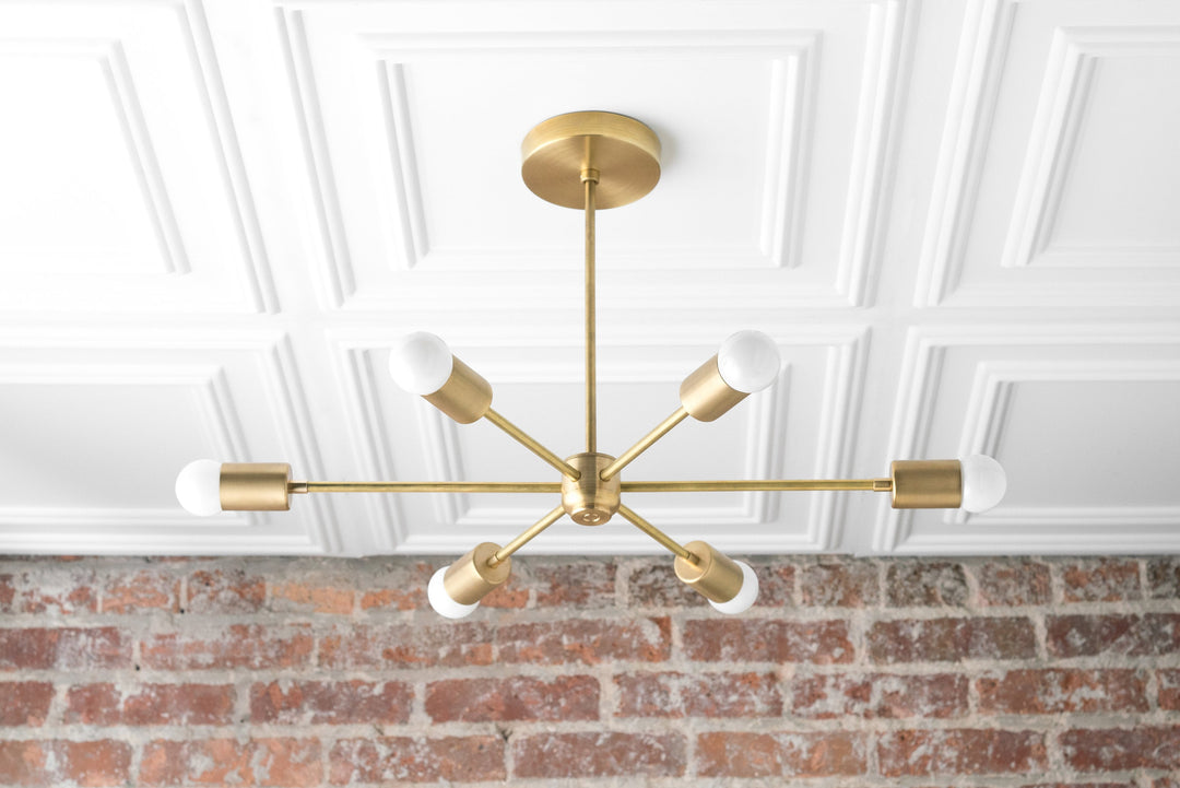 Lustre Mobilux Line Mid-Century Modern - Plafonnier suspendu à 6 têtes