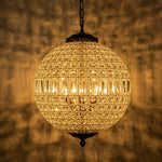 Charger l&#39;image dans la visionneuse de galerie, Lustre globe en cristal vintage luxueux avec finition en laiton antique
