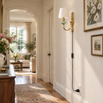 Cargar imagen en el visor de la Galería, Rowanea Fabric Shade Ceramic Plug-In Wall Sconce