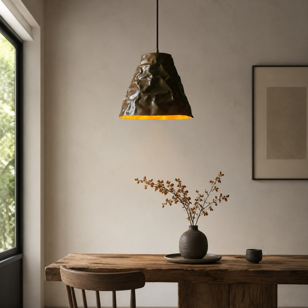 Hand-Hammered Brass Pendant Light for Dining Rooms