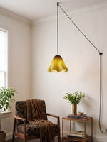 Load image into Gallery viewer, Undulating Glass Flower Plug-In Swag Pendant