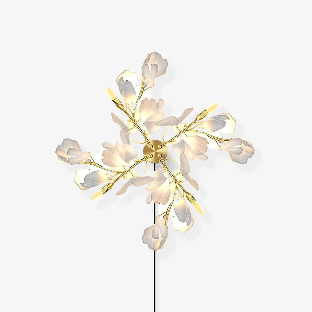 Gingko Flowers Brass Plug-In Wall Light - product image 1