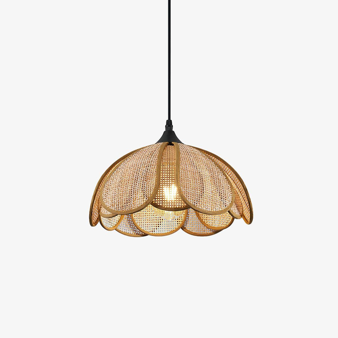 Layered Rattan Petal Plug-In Swag Pendant