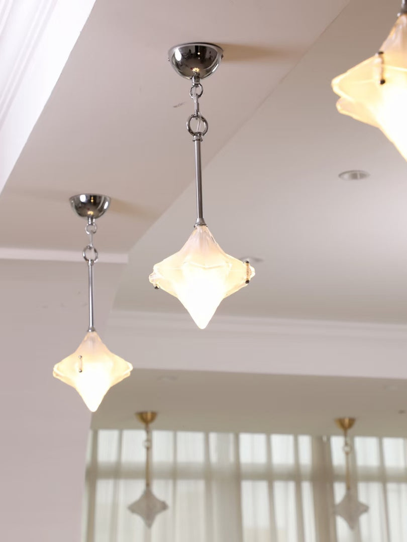 Lámpara colgante Art Déco Star de cristal esmerilado con estilo geométrico - Astris Elara 