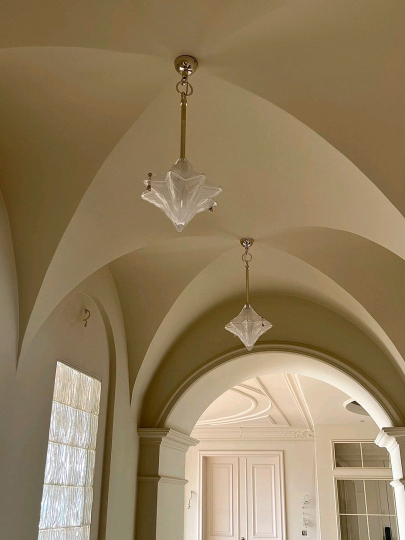 Lámpara colgante Art Déco Star de cristal esmerilado con estilo geométrico - Astris Elara 