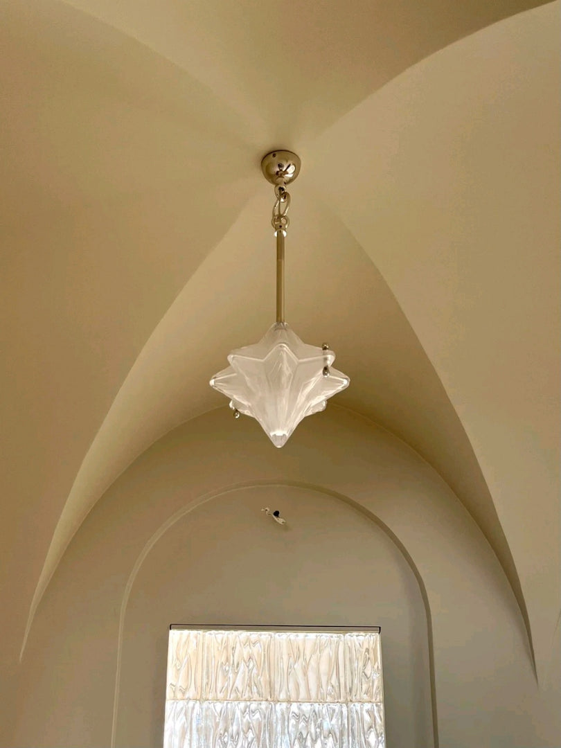 Lámpara colgante Art Déco Star de cristal esmerilado con estilo geométrico - Astris Elara 