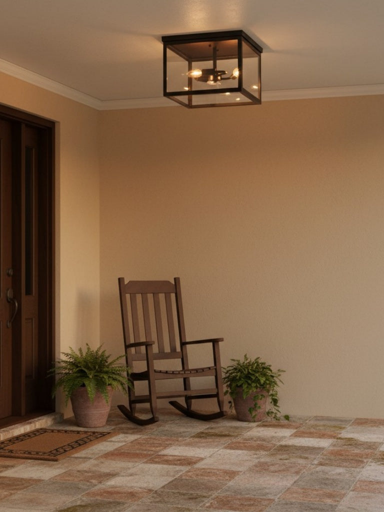 Ferrix Glass Outdoor Ceiling Light – Industrial Style For Porche