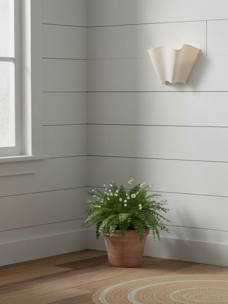 Oslan Scalloped Wall Sconce - Classic Linen Shade Modern Accent