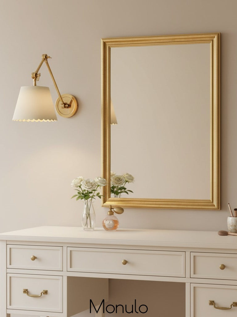 Foldray Scalloped Drum Shade Wall Sconce – Modern Rustic Wall Light for Bedroom