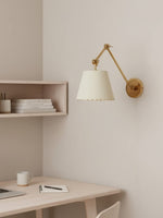 Load image into Gallery viewer, Foldray Scalloped Drum Shade Wall Sconce – Modern Rustic Wall Light for Bedroom
