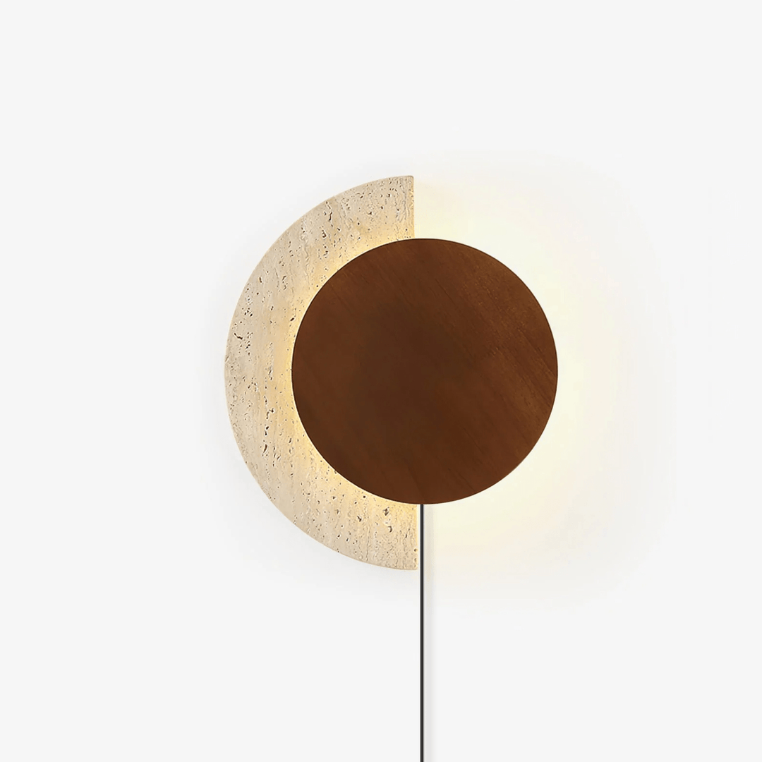 Crescent Halo Travertine Plug-In Wall Light - product image 1