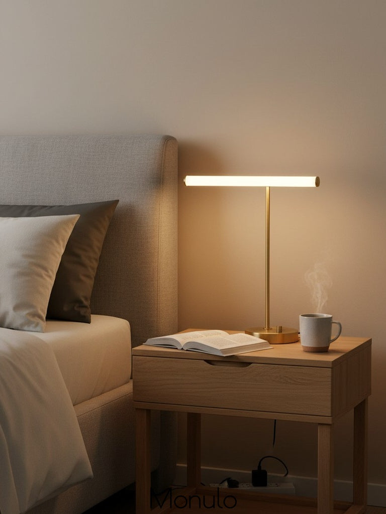 Voro Linear Rod Led Table Lamp - Modern Gold Style With Usb Port