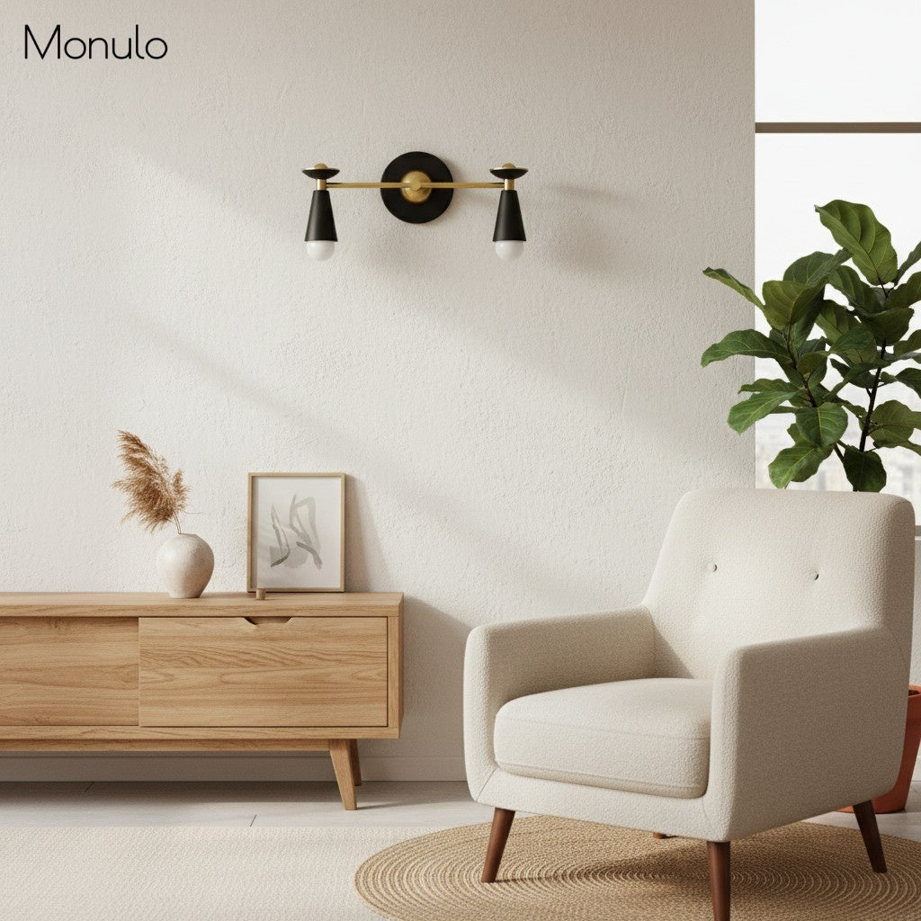 Applique murale Pyralis Cone Sleek de style Art Déco avec abat-jour conique, idéale pour meuble-lavabo de salle de bain et éclairage de couloir