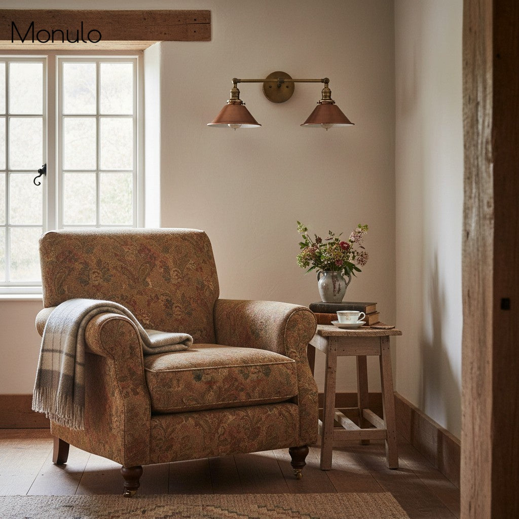 Conique Metal Industrial Wall Sconce – Dual Cone Copper Vanity Light