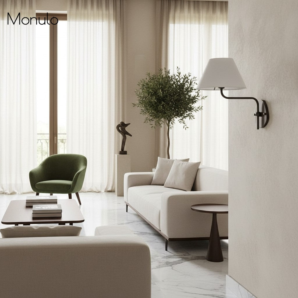 Arlen Modern Minimalist Fabric Wall Sconce – Soft Glow Wall Lamp for Bedroom & Living Room