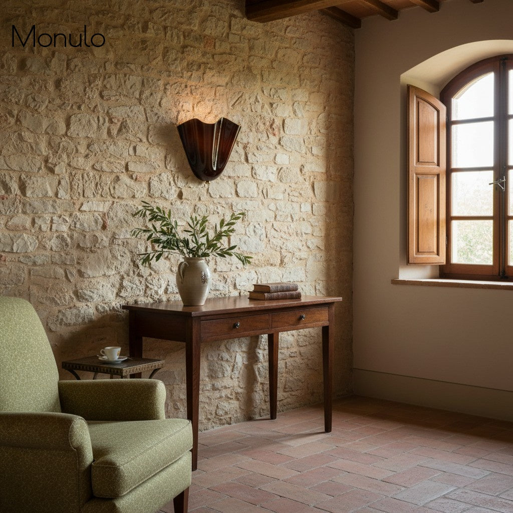 Aplique de pared Bellina de cristal con diseño floral: lámpara de pared moderna de latón para dormitorio y pasillo.