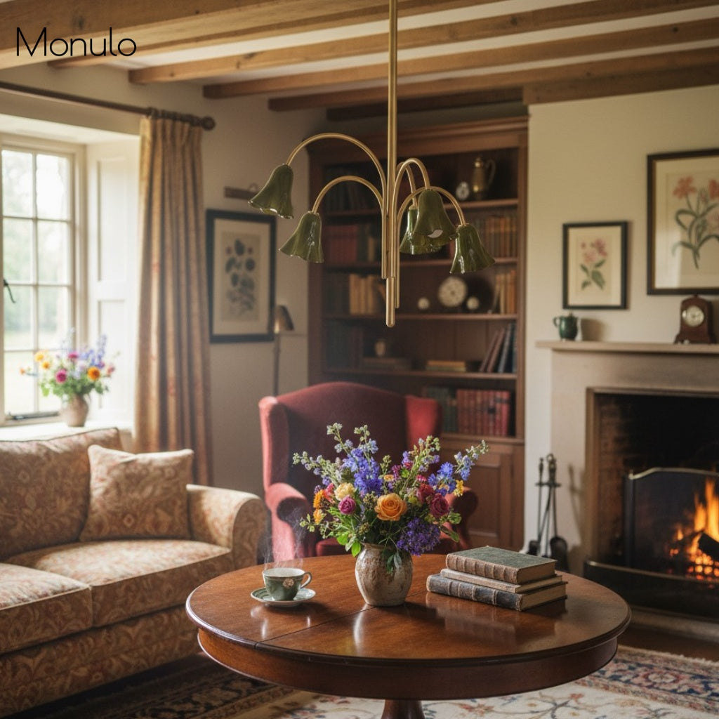 Lámpara de araña de cristal floral Bellina – Elegante lámpara colgante de cristal con forma de flor para comedores y salas de estar