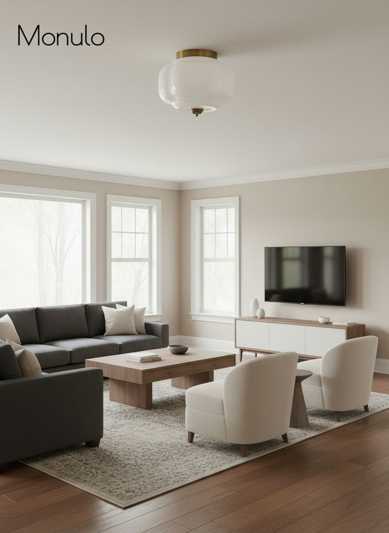 Retro Milk Semi Flush Mount Eloise Ceiling Light