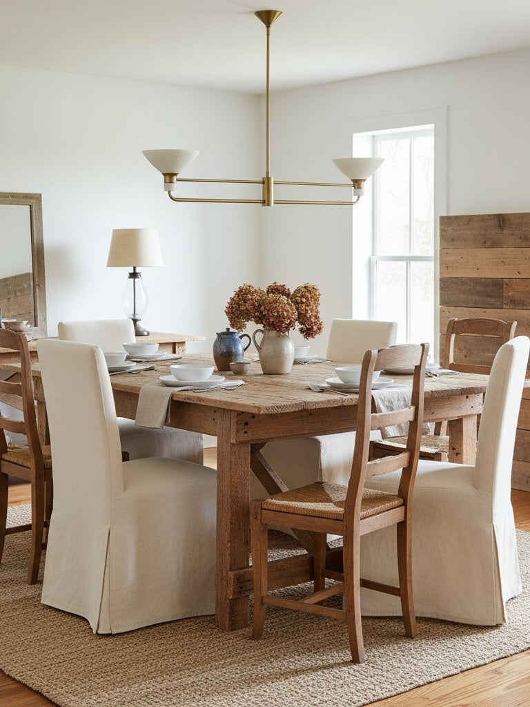 Lámpara de araña de porcelana Calvor de dos luces - Lámpara de comedor lineal de latón