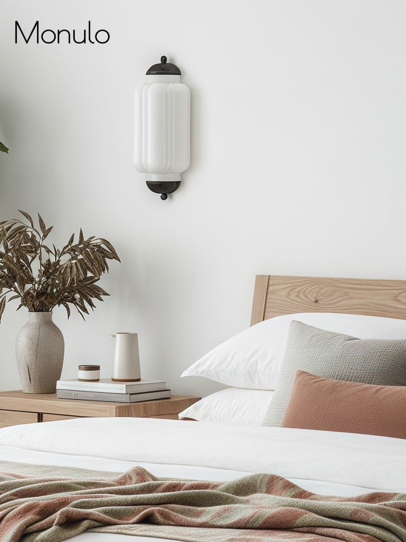 Vintage Milk Glass Flush Eloise Wall Sconce for Bedside Hallway