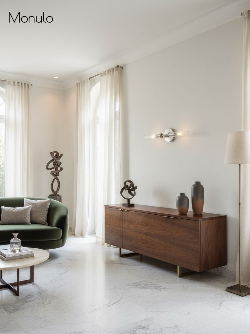 Ribbed Glass Sconce – Double Wall Sconce for Bathroom Vanity Lighting