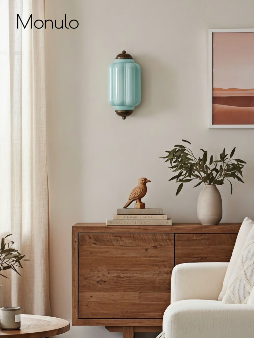 Vintage Milk Glass Flush Eloise Wall Sconce for Bedside Hallway