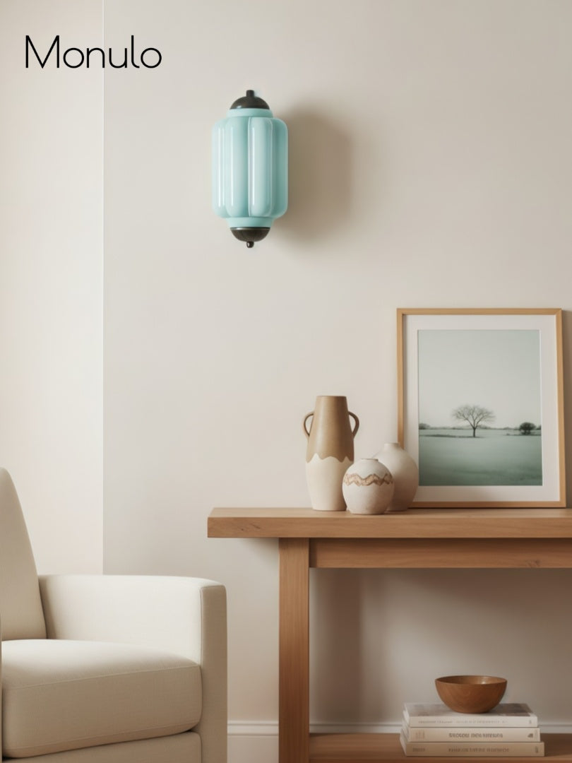 Vintage Milk Glass Flush Eloise Wall Sconce for Bedside Hallway