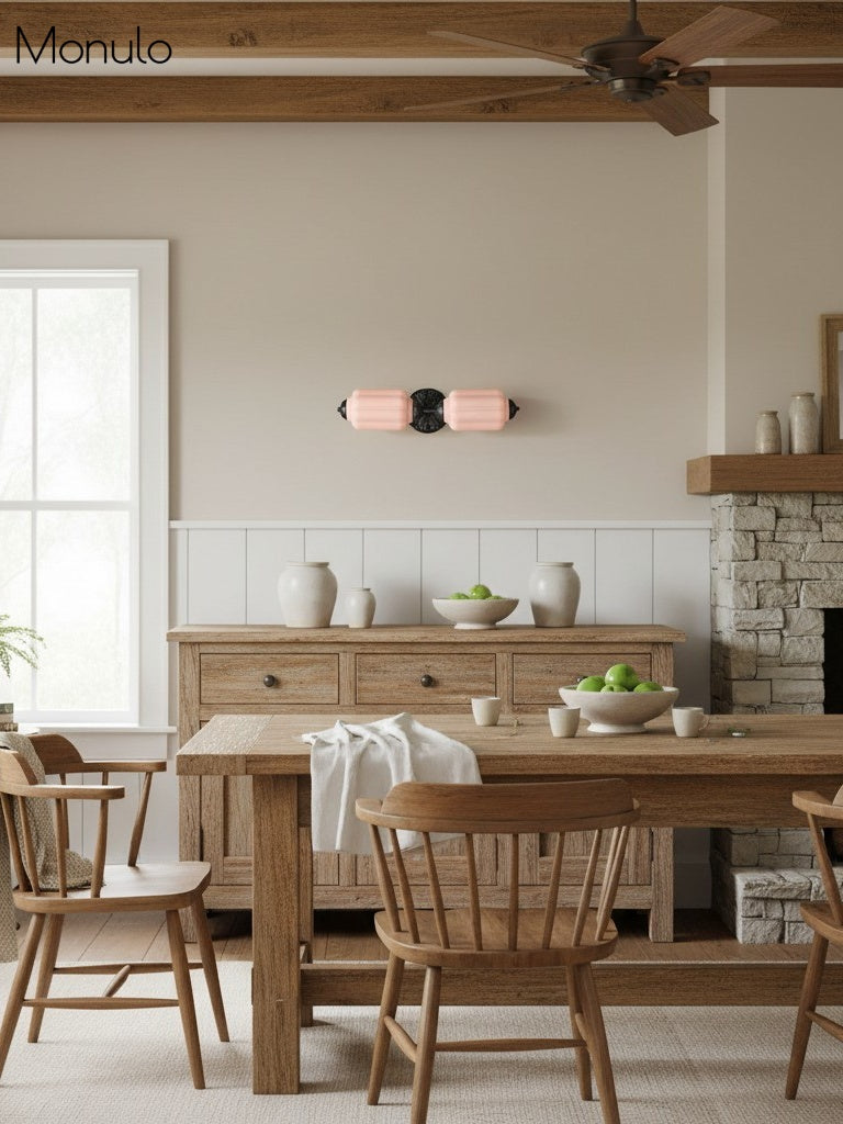 American Vintage Glas Laterne Geformt Horizontal Eloise Wandlampe