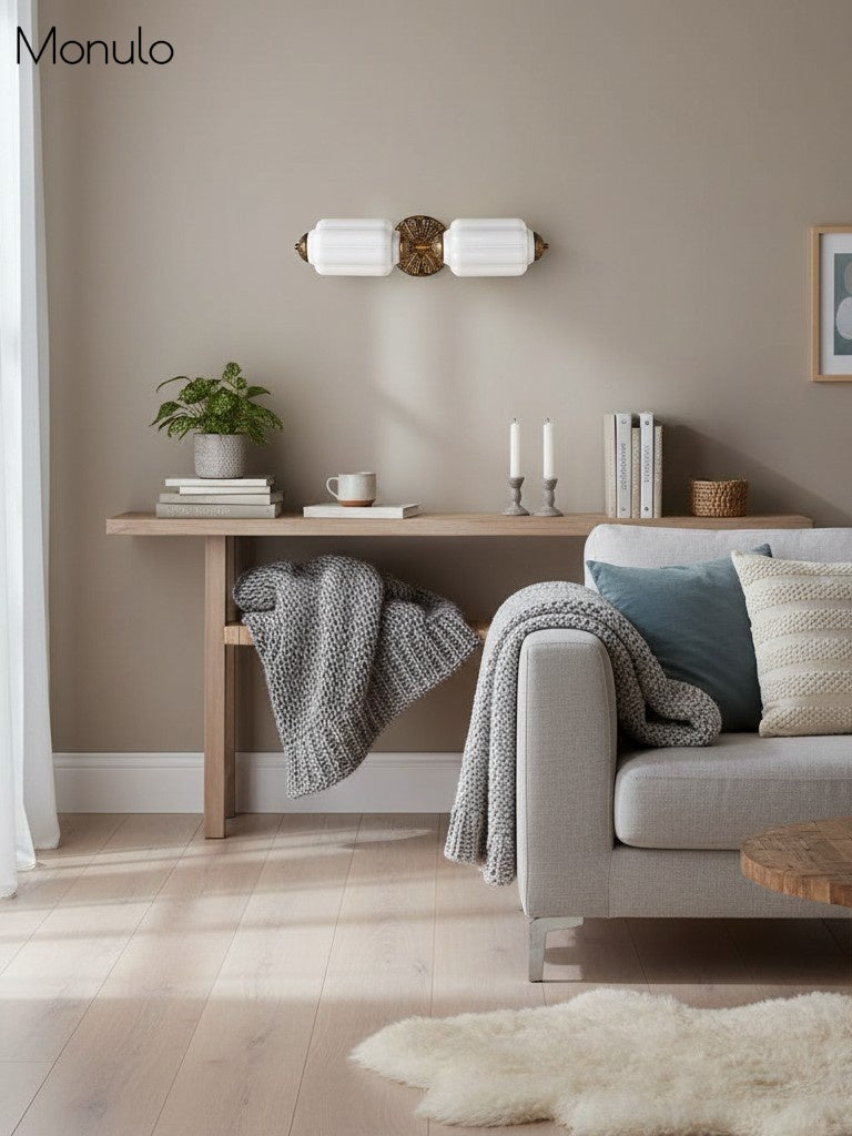 American Vintage Glass Lantern Shaped Horizontal Eloise Wall Sconce