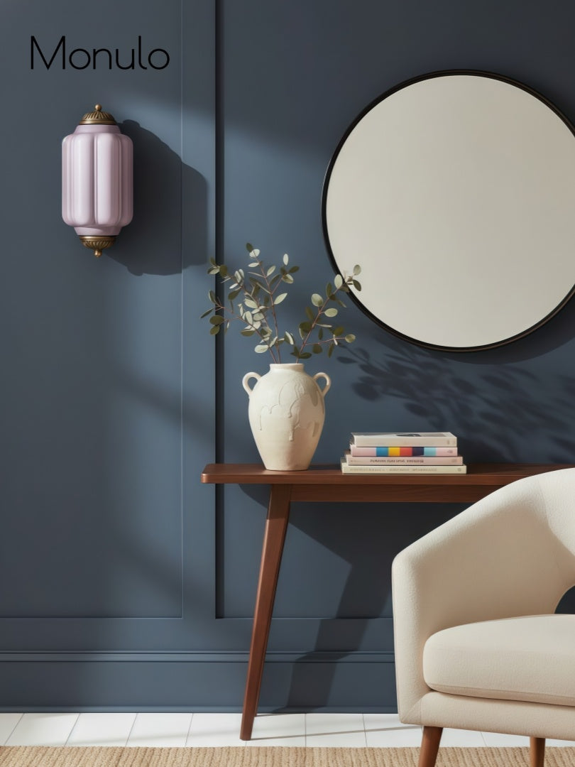 Vintage Milk Glass Flush Eloise Wall Sconce for Bedside Hallway