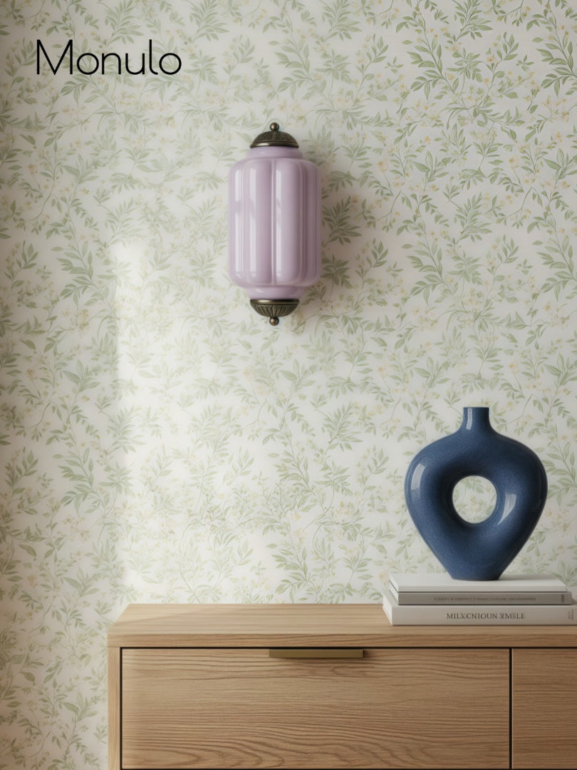 Vintage Milk Glass Flush Eloise Wall Sconce for Bedside Hallway